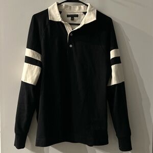 Banana Republic White & Black Rugby Polo Shirt